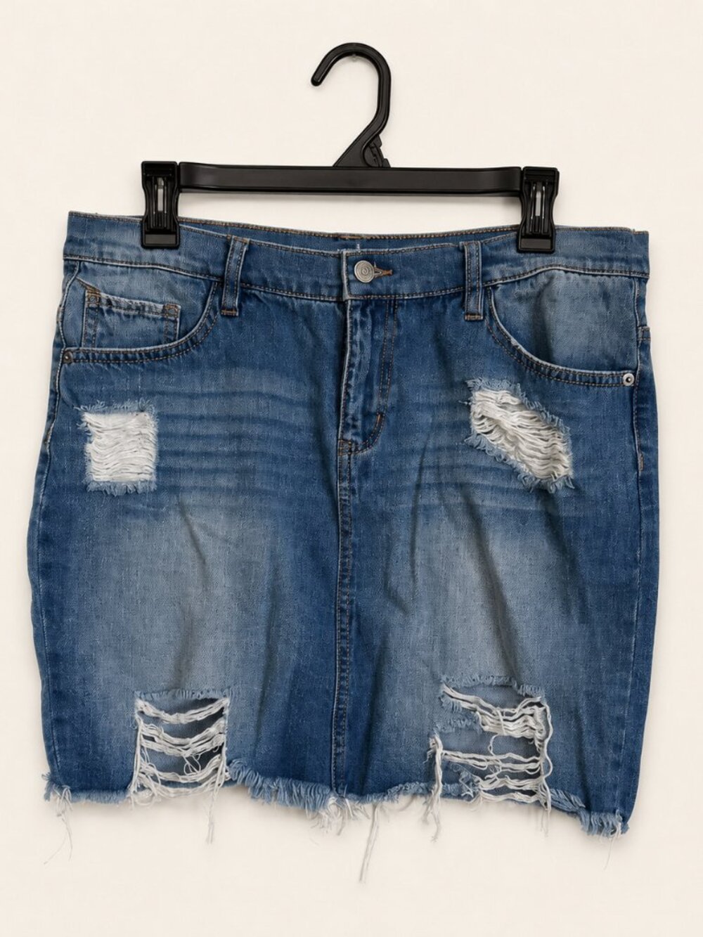 New York & Co Soho Distressed Denim Mini Skirt 8